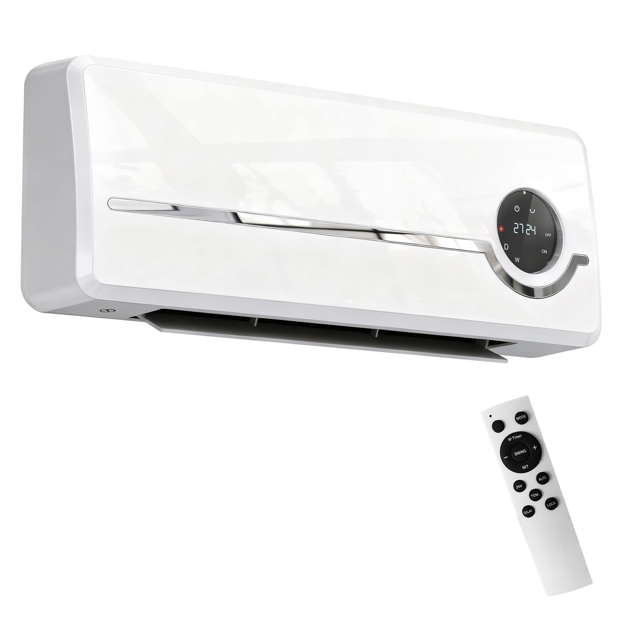 HOMCOM Stufa Ceramica 2000W da Parete con 3 Modalità, Ventilatore, Bianco | Termoventilatore, Riscaldamento Regolabile, Timer Settimanale, Rilevazione Finestra Aperta, Blocco Bambini, Telecomando