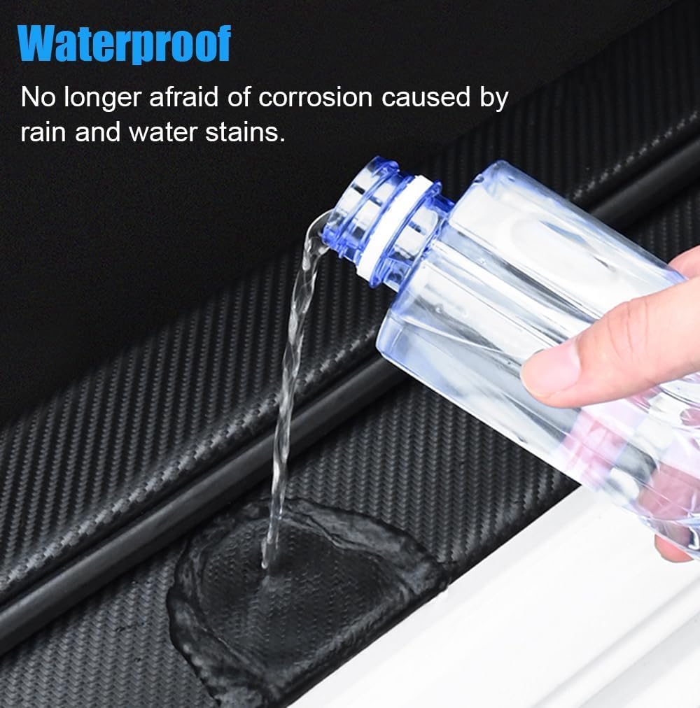 4Pcs Carbon Fiber Car Door Sill Plate Protectors Stickers Compatible with RAV 4 2009-2026 Front/Rear Door Entry Guard Car Accessories (4 White)