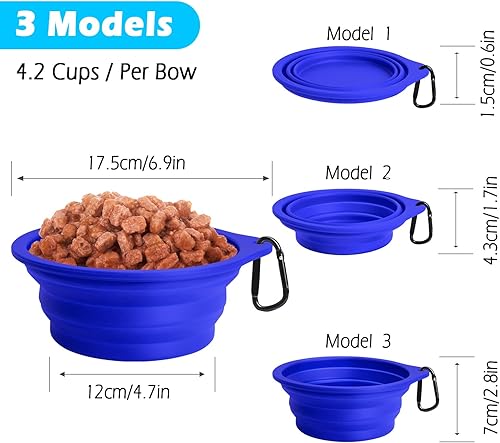 Miniatura 4 de PetBonus 2-Pack Silicone Collapsible Dog Bowls and Dog Collar Safety Clip