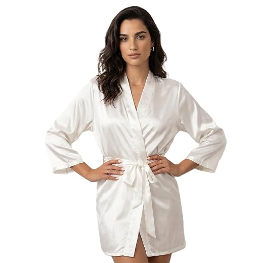 Robe de Cetim Branco Luxo para Noiva