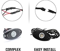 Vista 3 de SUNPIE 8 cápsulas de luces de roca de conexión rápida azul, cables de extensión de 4M para cada luz, 3 chips de alta potencia, almohadillas