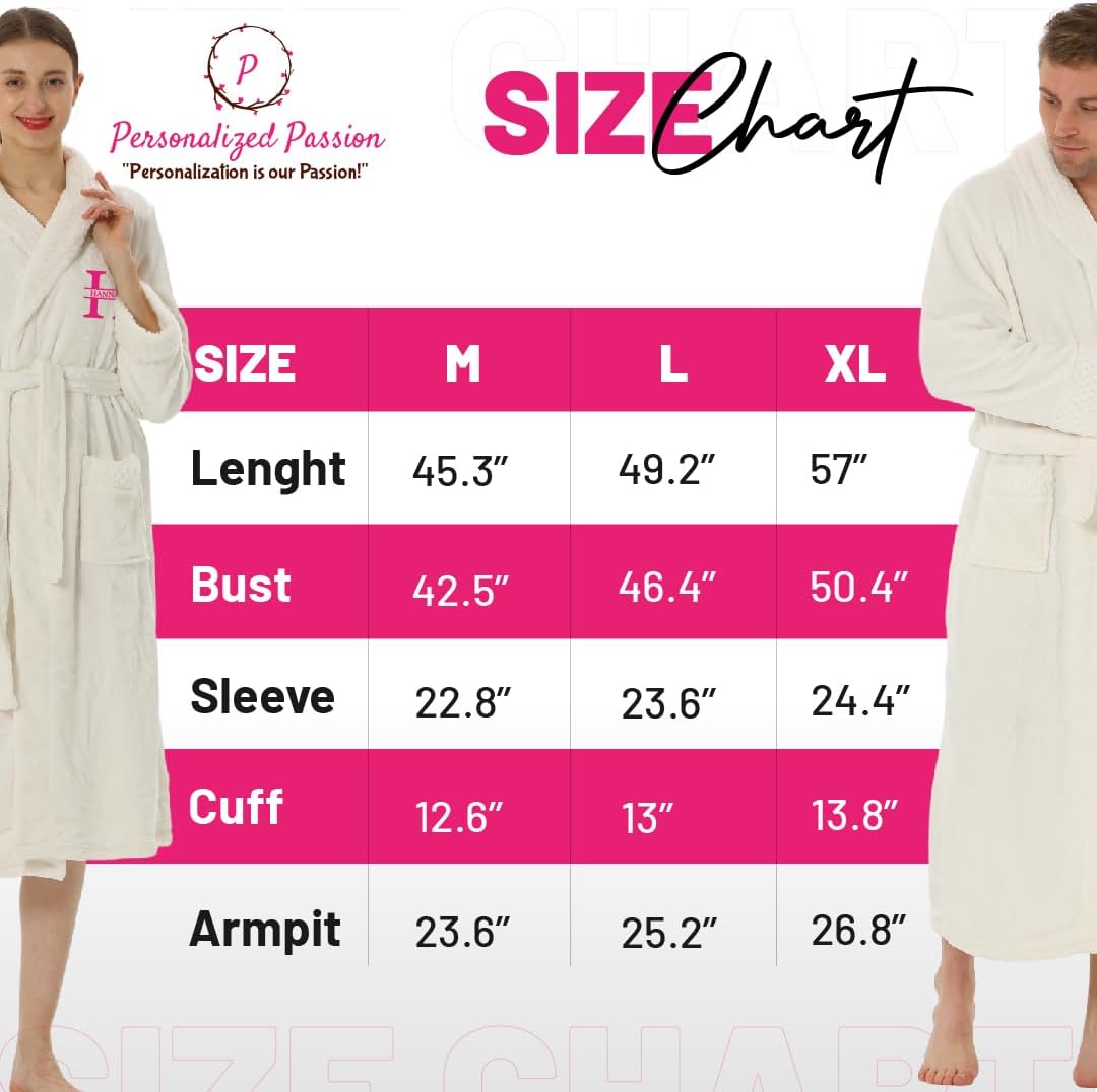 Personalized Plush Robe for Women and Men - His and Her Robes with Custom Name/Monogram - Super Soft Luxurious Spa Bathrobes - Image 4
