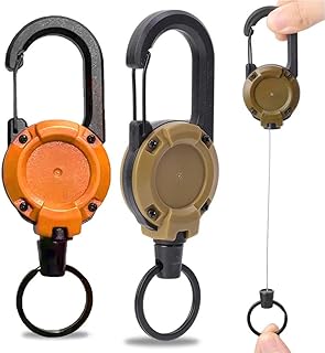 リールキーホルダー カラビナ付 伸縮自在 最長68CM伸びる 紛失防止 キーホルダー キーチェーン