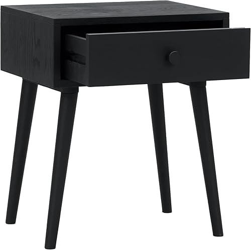 Miniatura 13 de NTC Mesita de noche Zoe de roble macizo, mesa auxiliar moderna de mediados de siglo, muebles de noche, mesa auxiliar, fácil montaje, negro quemado
