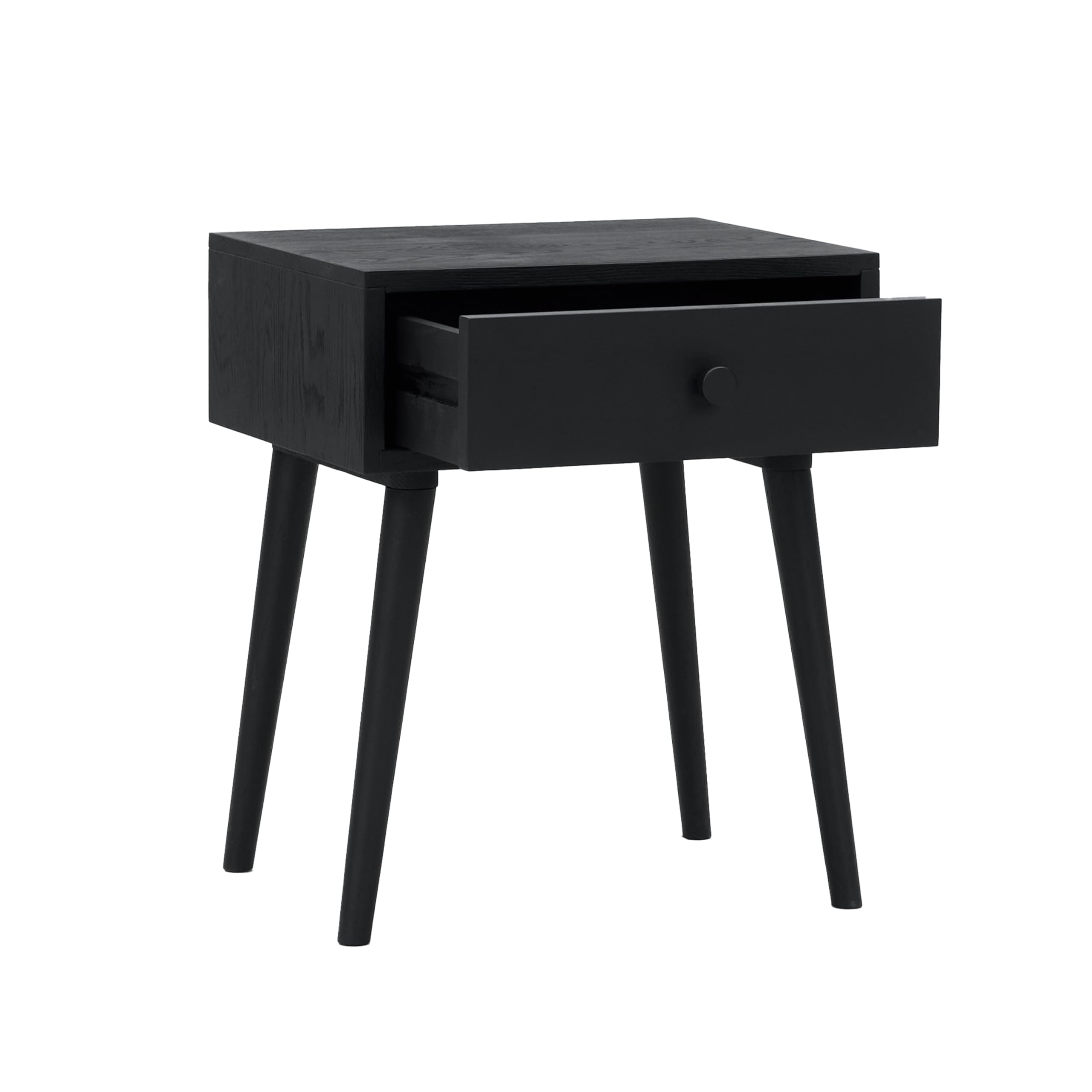 NTC Solid Oak Lux Nightstand with Drawer, Featuring Adaptable Design, 150 lbs Load Capacity, Water-Resistant, Elevate Your Space, Easy Assembly - Burnt Black
