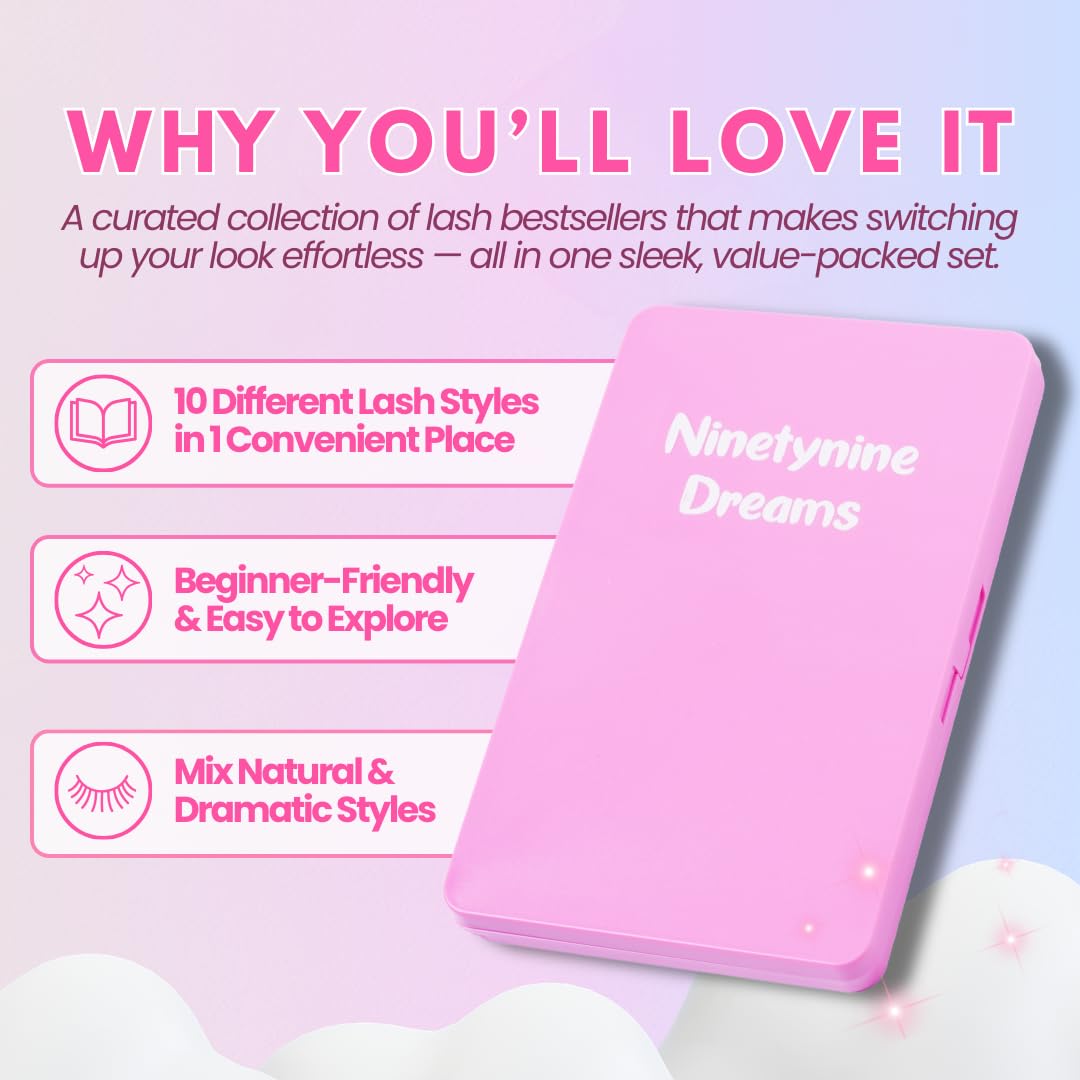 Ninetynine Dreams Manhua Lashes Book 11 Styles Lash Clusters DIY Travel Friendly Lashes 6-14mm Individual Lashes Lower Lashes 292pcs Beginner Friendly Lightweight & Reusable Eyelashes