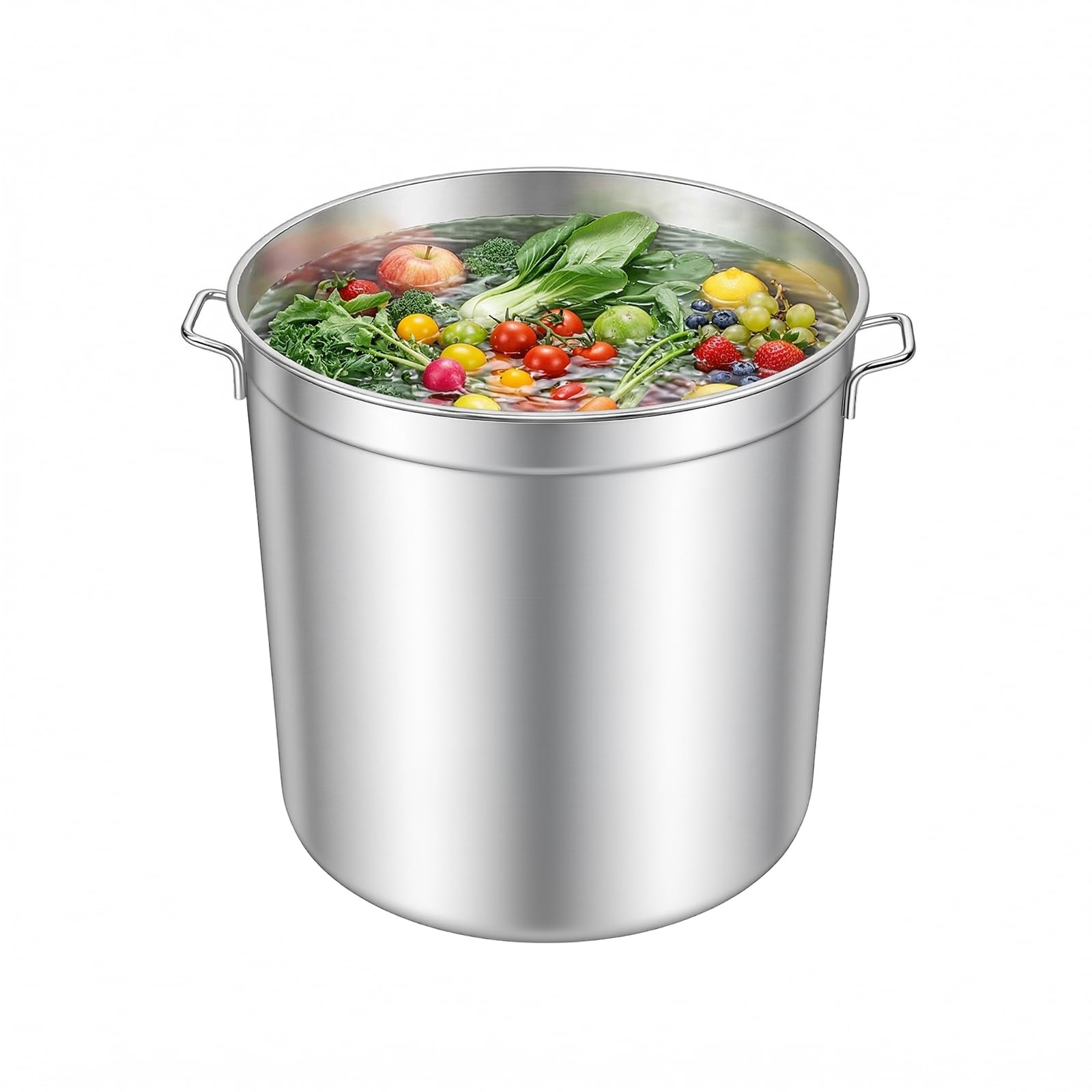 Marmite Inox 50L, Faitout Grande Capacité avec Panier Filtre et Couvercle, Marmite à Soupe Résistante Corrosion, Cuisson Famille Restauration Traiteur, Diamètre 49.5cm