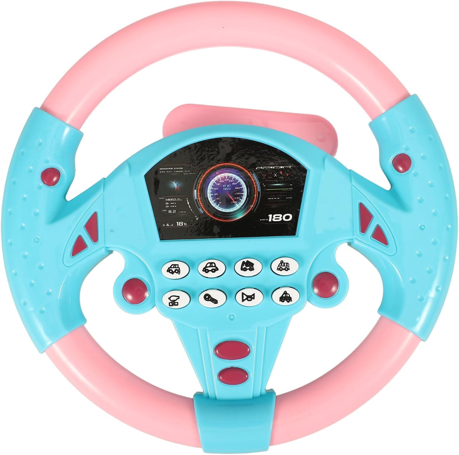 Lausixy Steering Wheel Toy, Simulated Driving Controller with Light and Music, Electric Early Learning Educational Sounding Toy Pretend Driving Seat