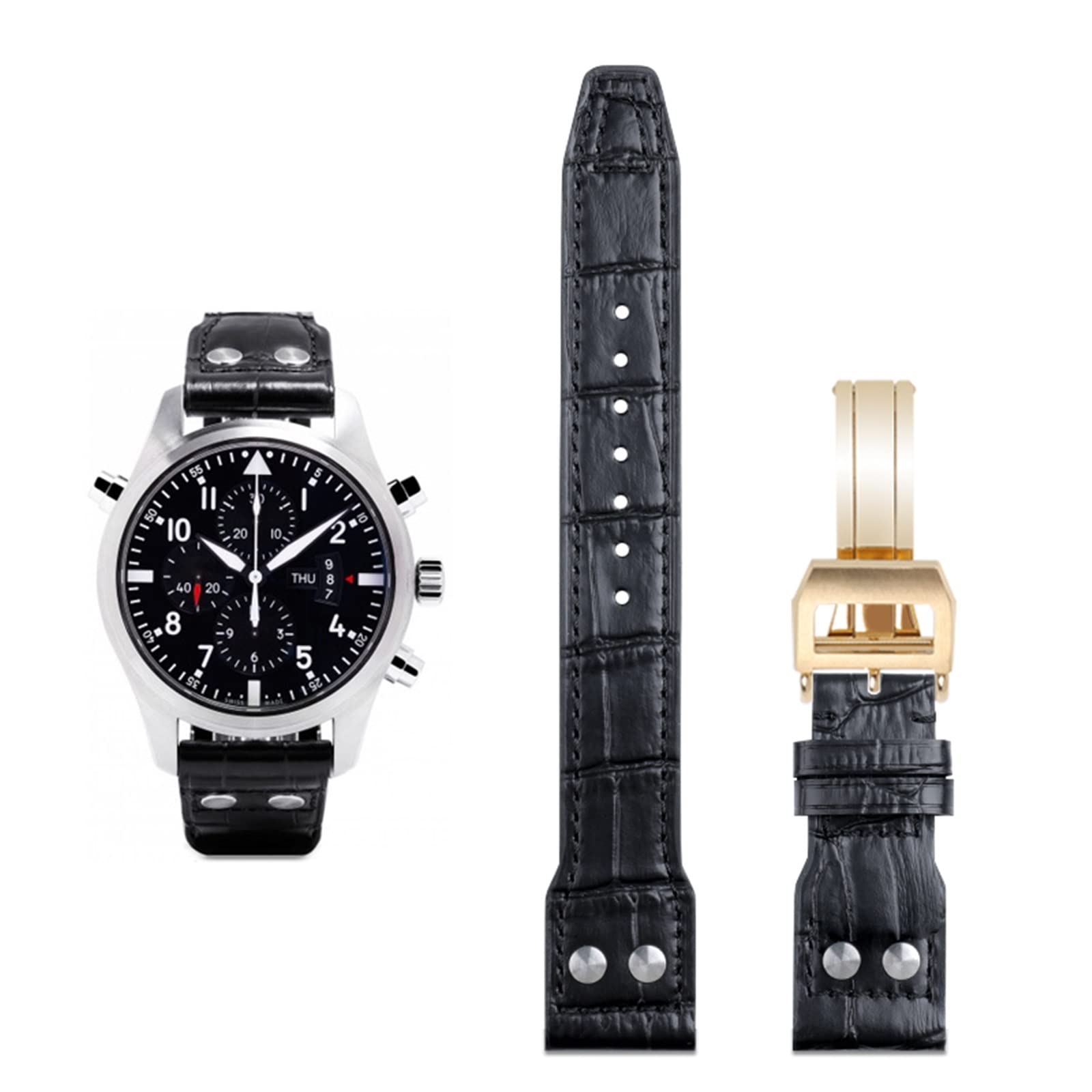 21 mm 22 mm Włochy skóra bydlęca pasek do zegarka z prawdziwej miękkiej skóry do IWC Pilot Mark 18 miękki brązowy pasek do zegarka składane zapięcie