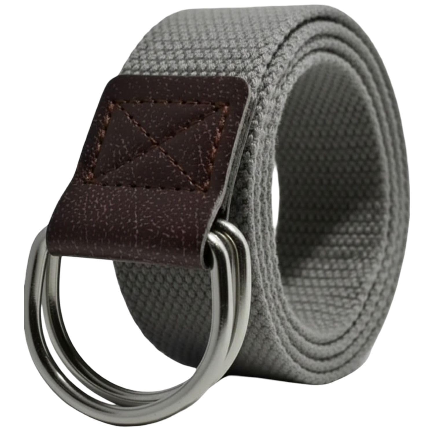 Mens Double Metal Ring Belt | Lightweight Adjustable Belt for Casual and Formal Outfits | Fabric Strap with Leather Loop Ends-image-8