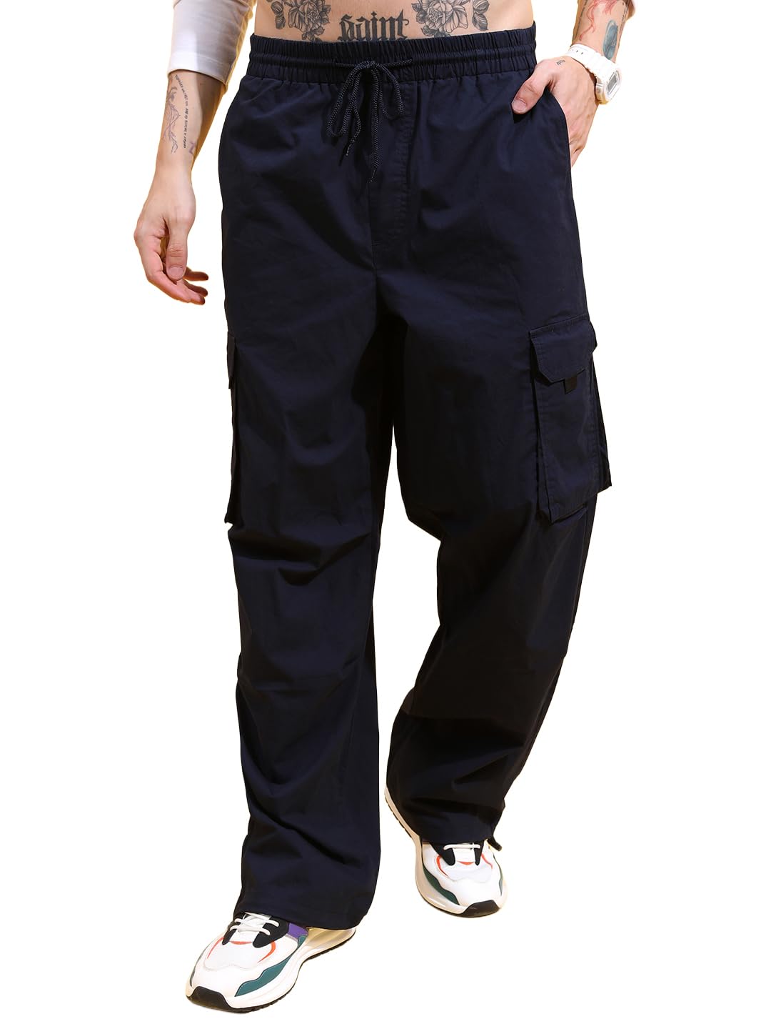 Men's Baggy Relaxed Fit Casual Trousers| Baggy fit Parachute Trousers| Cotton Trouser for Men | Men Trousers-image-3