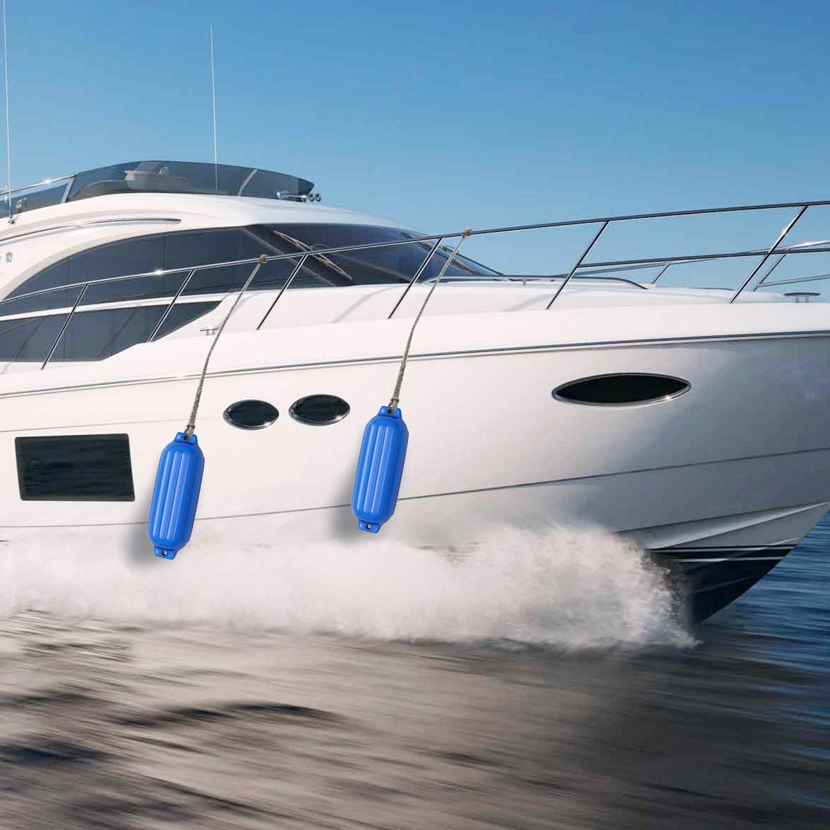 HOMASIS Set di 4 Parabordi per Barca Gonfiabili con Doppio Fori, Parabordi Gonfiabili per Imbarcazioni e Yacht, Paraurti Gonfiabile per Barche per Banchine