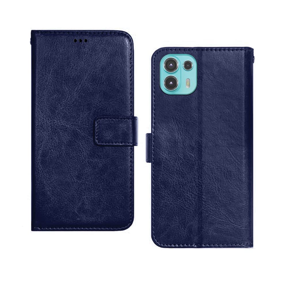 Pinaaki Enterprises Moto Edge 20 Fusion Flip Case | Premium Leather Finish Flip Cover | with Card Pockets | Wallet Stand |Complete Protection Flip Cover for Moto Edge 20 Fusion - Blue (B09JKV5MR8) Amazon Price History, Amazon Price Tracker