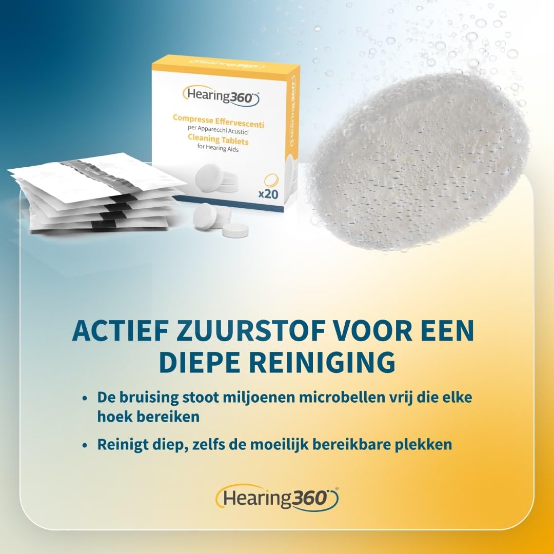 Brausetabletten für Hörgeräte, Tiefenreinigung und Desinfektion für Windeln und Röhrchen, Tabletten mit Aktivsauerstoff, Medizinprodukt der Klasse I (5 Boxen, 100 Einheiten)