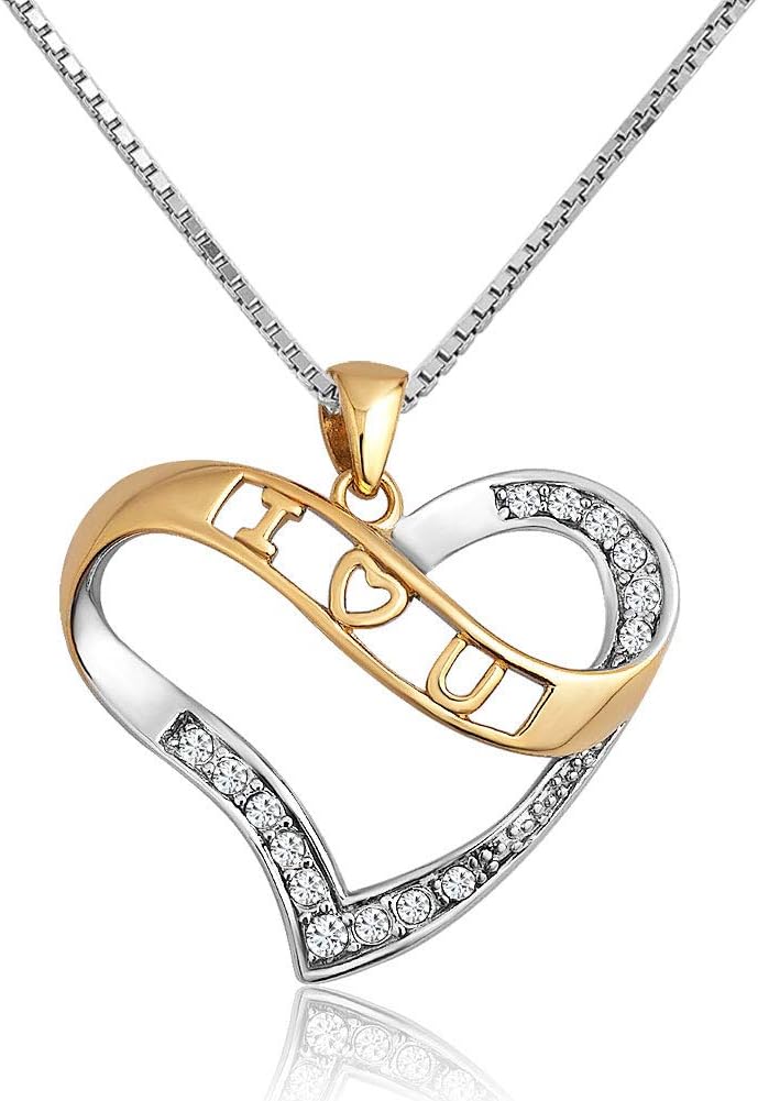 KorliyaI Love You Heart Necklace Sterling Silver Pendant For Women