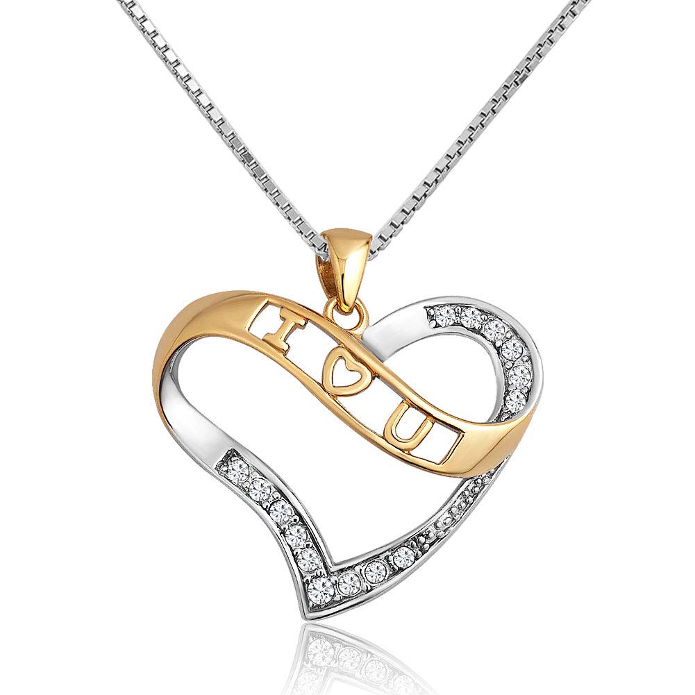 KorliyaI Love You Heart Necklace Sterling Silver Pendant For Women