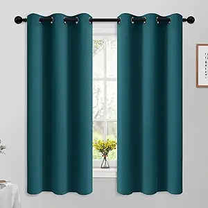 Yakamok Blackout Curtains for Bedroom 2 Panels Set 63 Inch Length Thermal Insulated Room Darkening Dark Black Out Drapery Grommet Window Treatments Drapes for Living Room,42x63, Dark Teal