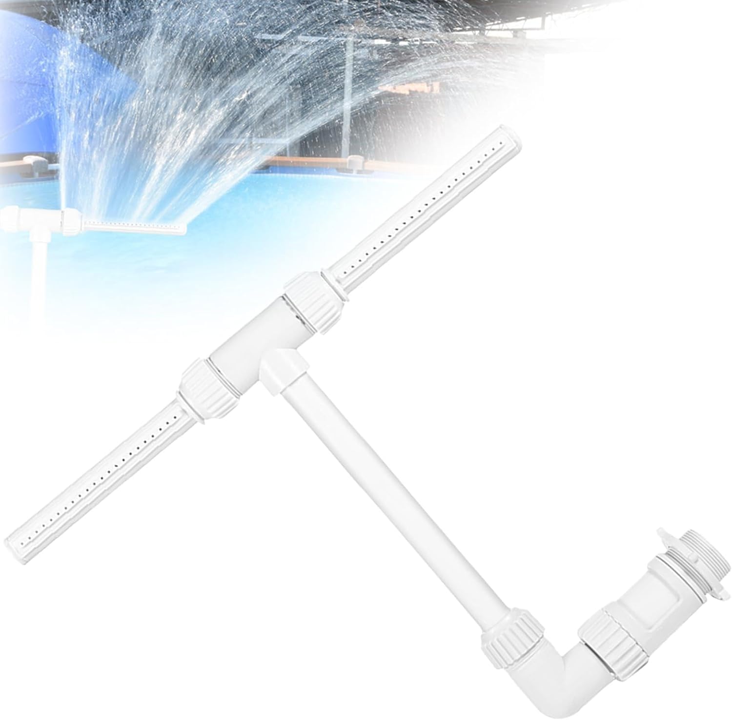 Pool Brunnen Wasserfall Dual Springbrunnen für Außen, Pool Fontäne Sprinkler Einstellbarer Wasserfontäne teich mit Adapter, Pool Wasserfontäne für Pool und Spa