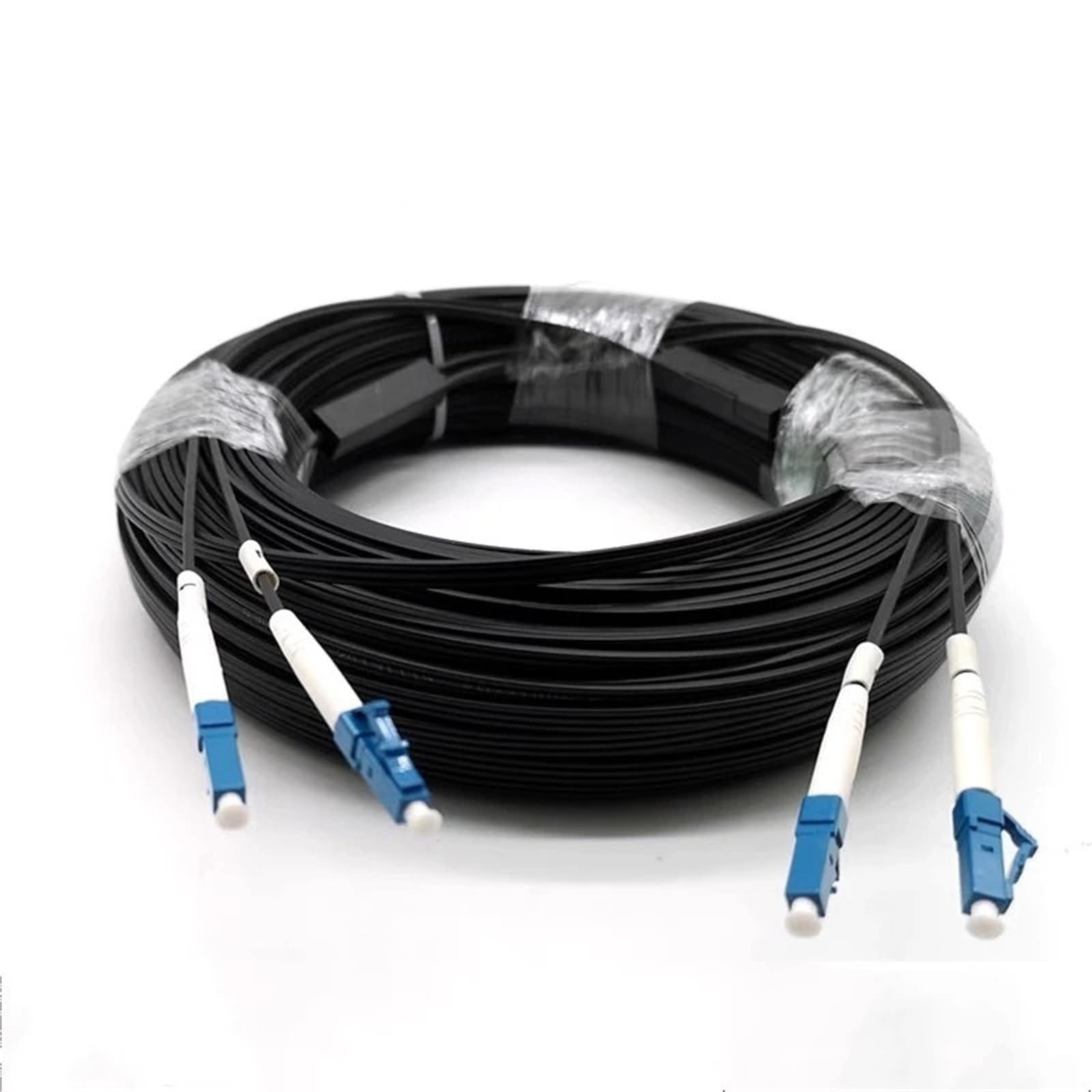 Câble de raccordement à fibre optique extérieur LC-LC Singlemode FTTH G652D 2-fils 3 fils d'acier 100 m 150 m 10 m - 500 m (100 m, noir)