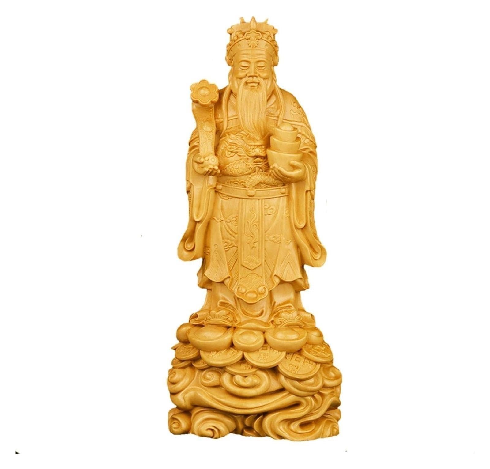 Posąg Feng Shui 7,87 cala Rzeźba boga bogactwa z bukszpanu