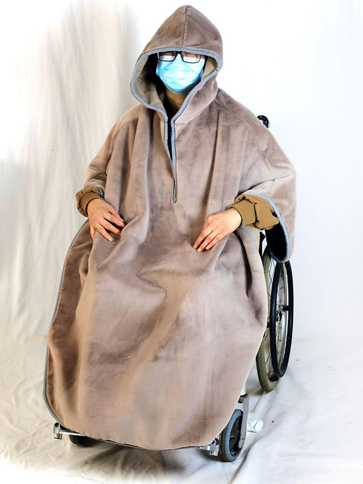 Manta para Silla De Ruedas Capa For Silla De Ruedas For Personas Mayores,Chal Plegable For Silla De Ruedas con Capucha, Poncho De Invierno, Manta De Media Cubierta Resistente Al Viento A