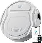Lefant M210 Pro Aspirateur robotique, Performance de nettoyage forte, Conception à faible profil, Recharge automatique, Options de contrôle multiples, Nettoyage chronométré, Idéal pour les propriétaires d'animaux & Surfaces dures, blanc