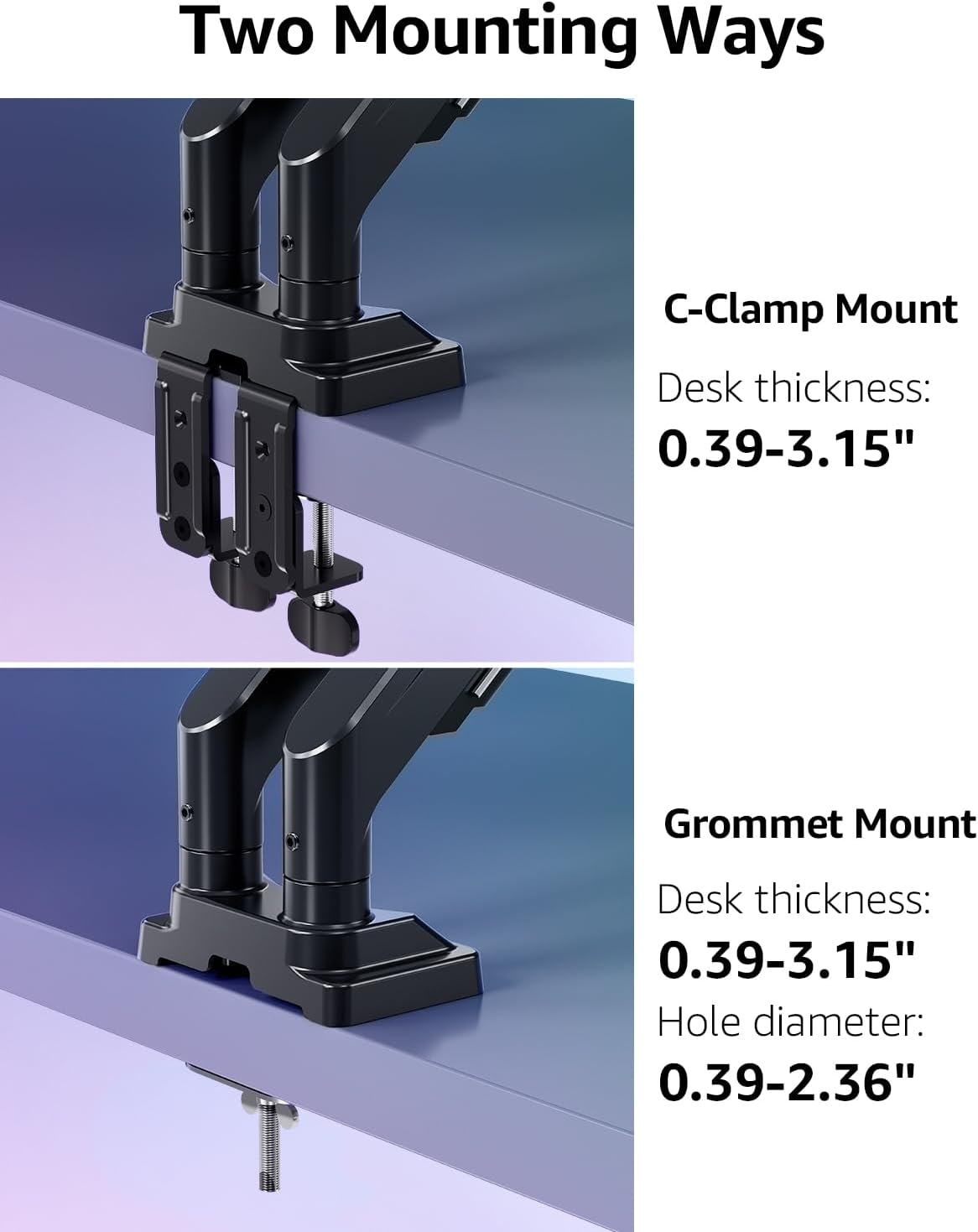 MOUNTUP Dual Monitor Stand for Max 43 inch Screens, Ultrawide Monitor Arm Height Adjustable, Heavy Duty Dual Monitor Mount, Full Motion Premium Monitors Arm, Holds 2.2 to 33 lbs, VESA Desk Mount
