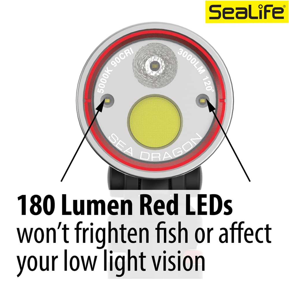 Sealife Sea Dragon 3000SF Pro Dual Beam Unterwasser Foto- und Video LED Leuchte für Kompaktkameras und Actionkameras - perfekt auch als Tauchlampe durch Separate engstrahlende LED