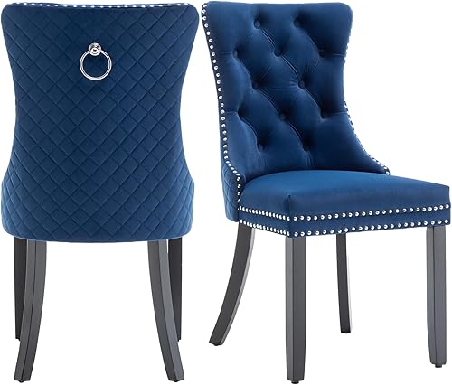 Miniatura 20 de Sillas de Comedor de Cuero Systemkenji Juego de 6, Sillas Tapizadas para Comedor con Adornos de Clavos, Sillas de Comedor Modernas 6, Sillas de