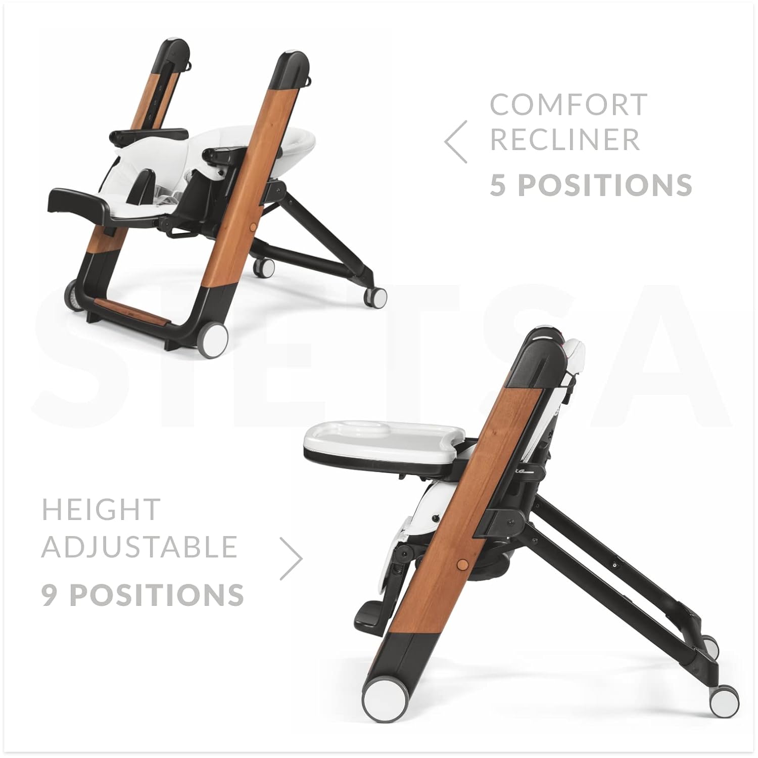 Peg Perego Siesta – Multifunctional Compact Folding High Chair – from Birth to Toddler – Recliner and High Chair – Made in Italy – Ambiance Grey (Grey) : Everything Else