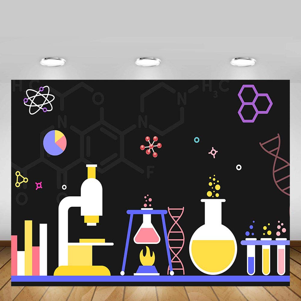 MEHOFOND Crazy Scientist Themed Birthday Party Backdrop