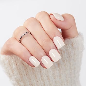 Modelones Extra Short Press on Nails, Milky White Squoval Fake Nails