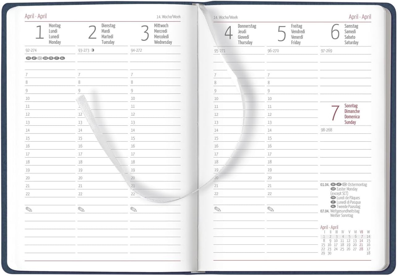 Alpha Edition - Weekly Mini Timer Nature Line Ocean 2025 Pocket Calendar, 10 x 15.2 cm, Calendar with 192 Pages, Note Area, Address Part, Monthly Overview and International Calendar