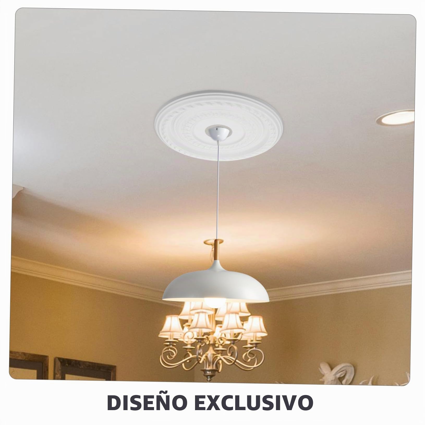 Medallón De Techo Para Lámpara De Araña 41 Cm Material Pu Resistente Fácil Instalación Decoración Para Hogar Oficina y Comercio