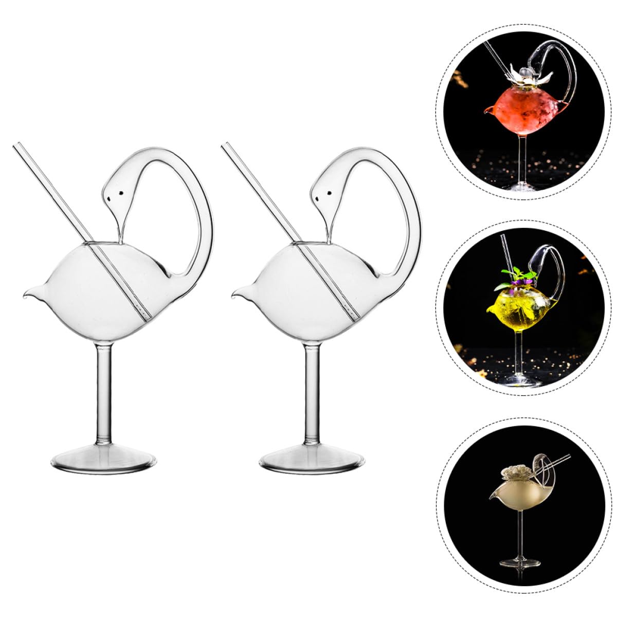 Cabilock 2 piezas Vasos de Cóctel Forma de Cisne Diseño Copa Delicada para Whisky y Fiesta Casa Bar Elegante Resistente Transparente