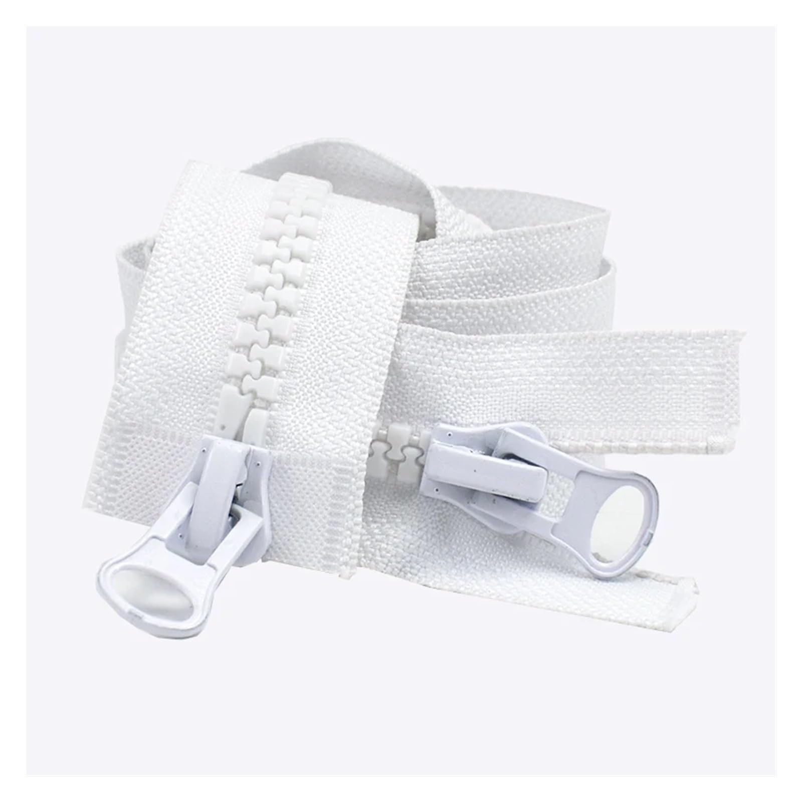cremalleras para coser, 2 cremalleras blancas y negras de doble cursor con extremo abierto for coser abrigos, ropa, tiendas campaña accesorios bricolaje(White,60CM-NO5)