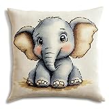 【Contenu du kit】taie d'oreiller imprimée,fils de coton,manuel,aiguilles à broder,ciseaux,outil d'enfilage et dé à coudre.Dimensions : 45x45cm/18x18in.