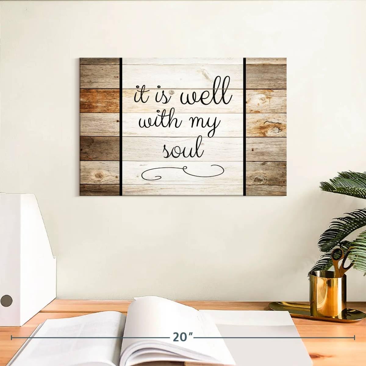 ElephantStock Well With My Soul Zen Quote Canvas - 1 Panel Christian Wall Art Decor - Bible Verses Wall Decor, Faith Wall Art - Religious Wall Art - 12" X 8"