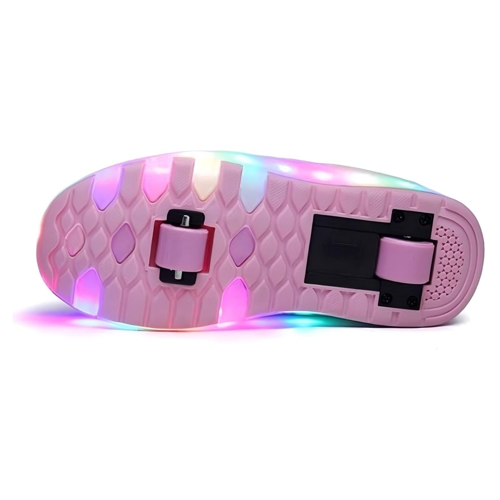 Niños Zapatos con ruedas LED Brillante Zapatillas con USB Recargable Doble Rueda Exterior Monopatín