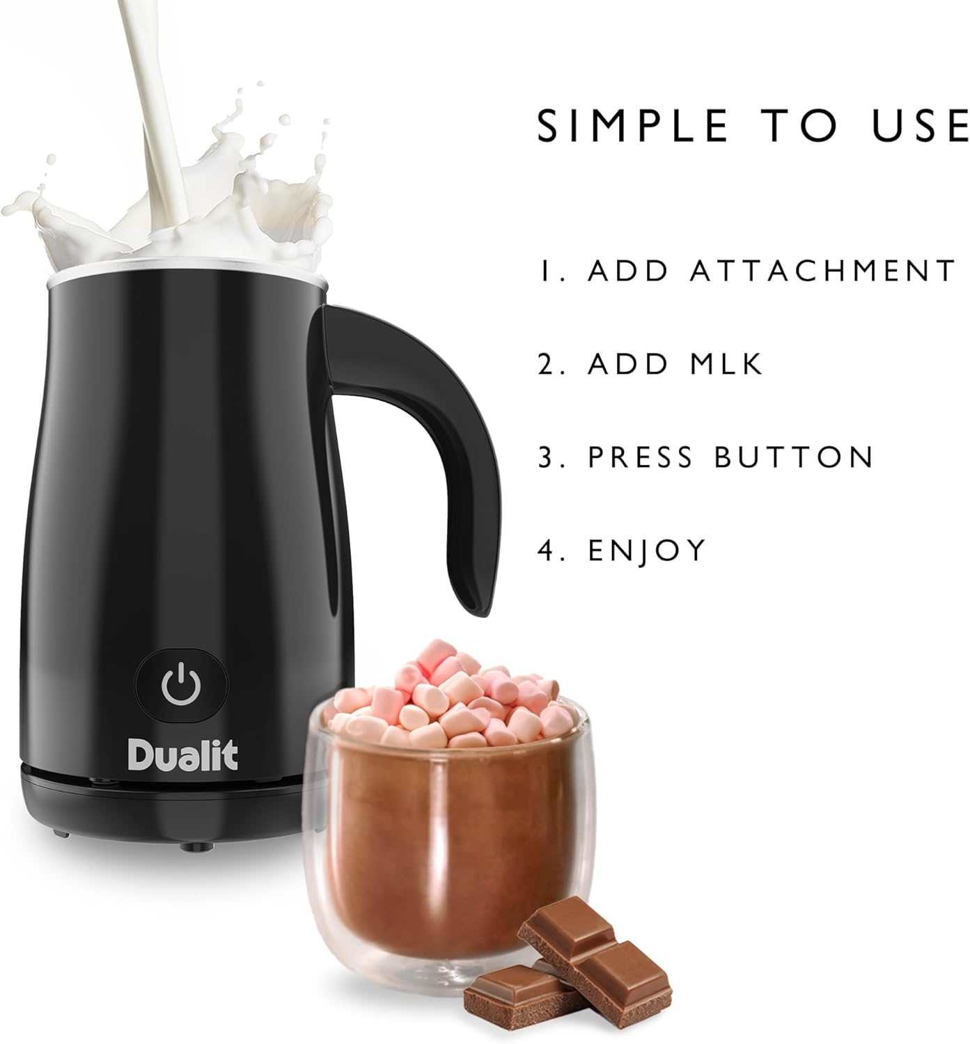 Simple steps to use the Dualit Hot Chocolate Maker and Milk Frother