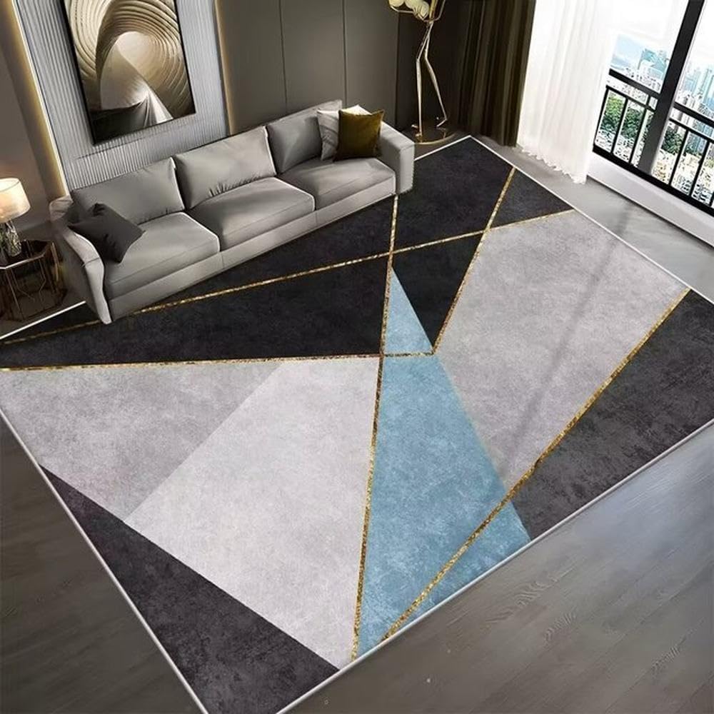 Tapis scandinave de luxe en flanelle douce pour grand salon géométrique 120x160cm