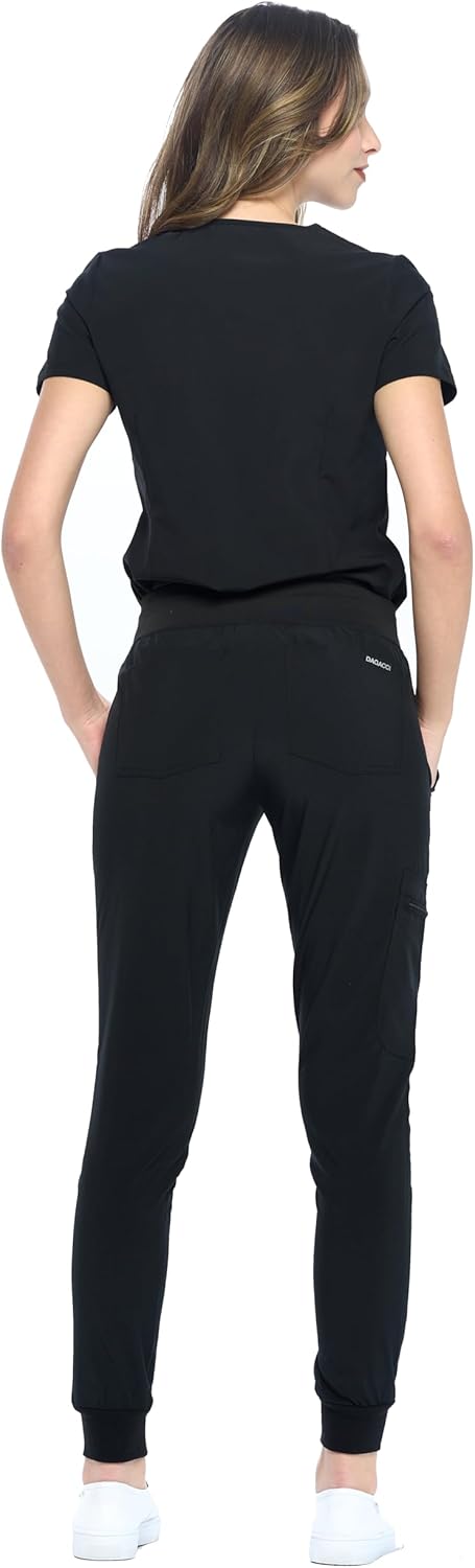 Dagacci Medical Uniform® Jogger Scrubs for Women Set – V-Neck Scrub Top & Elastic Jogger Scrub Pants for Women 8 Pockets - Image 5