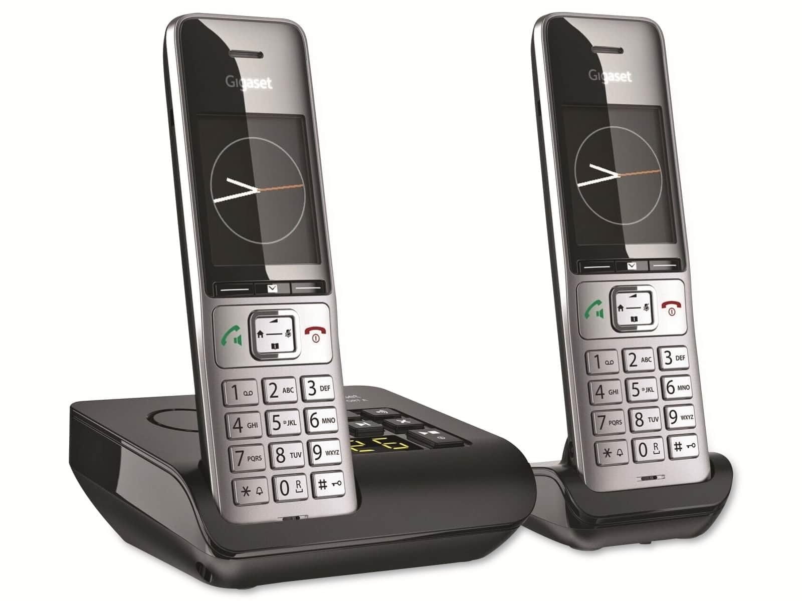 Gigaset Comfort 500A Duo analoges Telefon, Silber/schwarz, 2 Mobilteile | Anrufbeantworter, Duo-Set