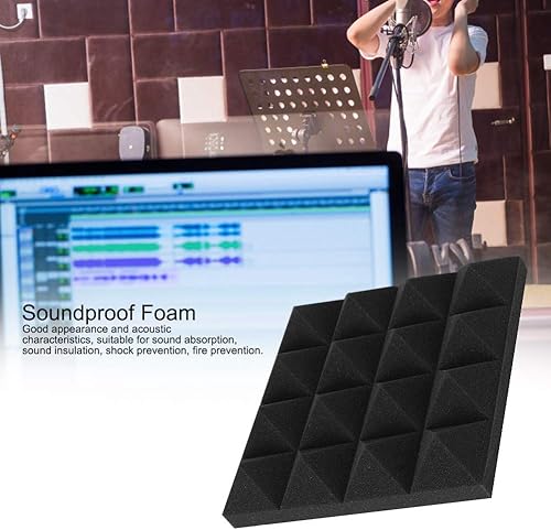 Miniatura 8 de 6 paneles acústicos de espuma insonorizada, diseño piramidal, de alta densidad y resistentes al fuego, para estudio de recodificación de oficina en