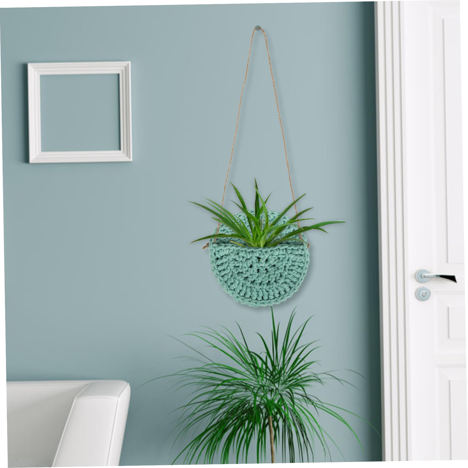 ifundom 4 Pezzi Cesto decorativo in stile nordico appendiabiti per piante macramè vaso per piante sospeso appendini per fiori per esterno tasca per fioriera da cotone Verde chiaro