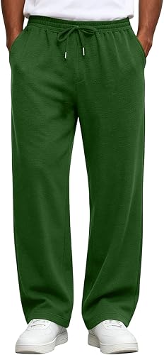Mens Baggy Sweatpants No Cuff Drawstring Straight Relaxed Fit Wide Leg Classic B