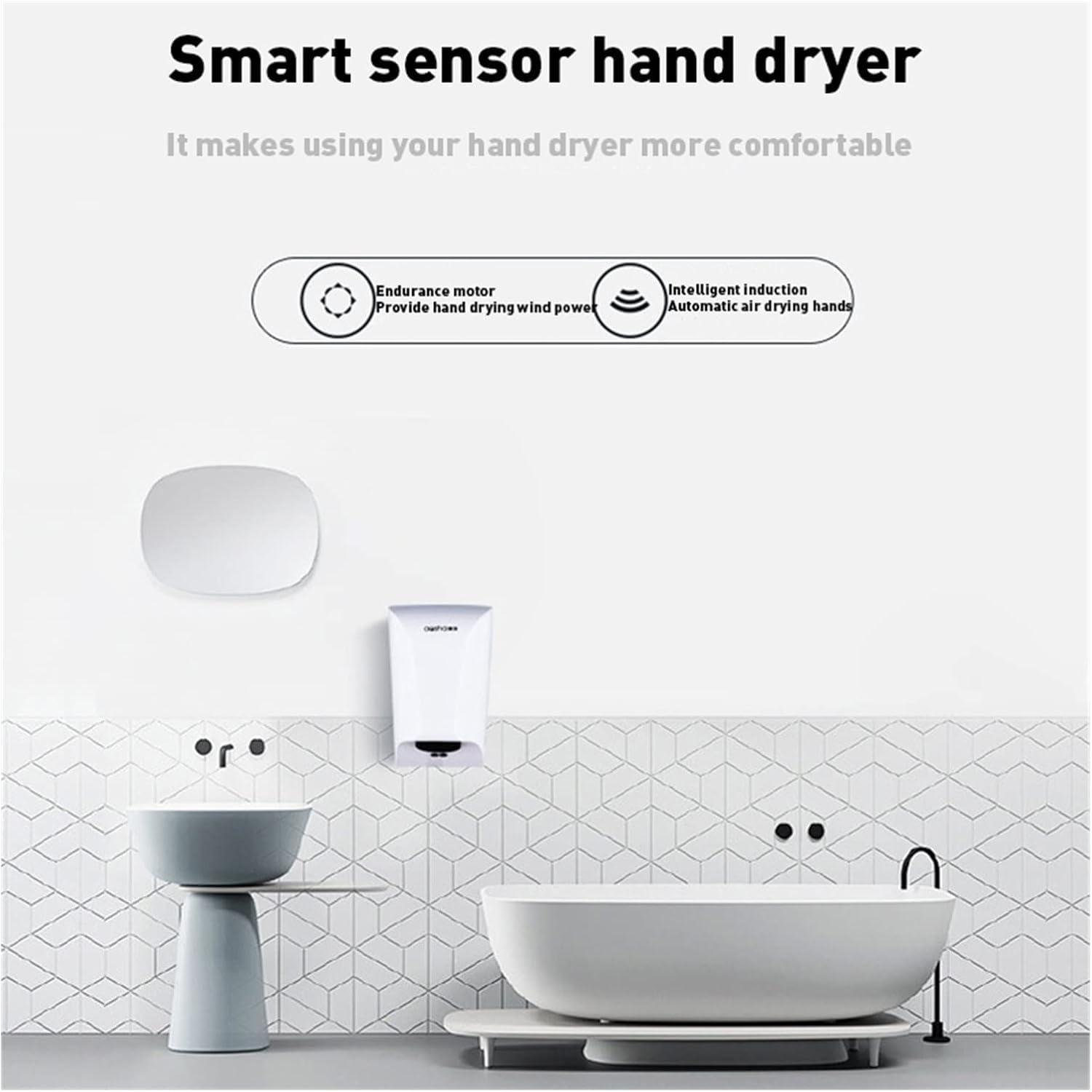 Asciugamani Automatico, Asciugamani Commerciale, Asciuga Mani Rapido Ad Alta velocità per WC, Asciugamani con Sensore di Induzione Intelligente, Oro, Tipo