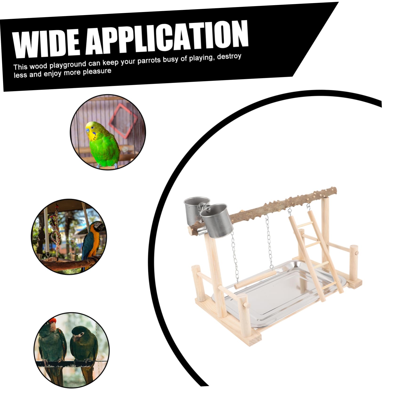 BESPORTBLE Soporte de Percha Natural para Loros de Madera Comedero Antideslizante y Plataforma Cómoda para Entrenamiento y Juego de Aves en Casa