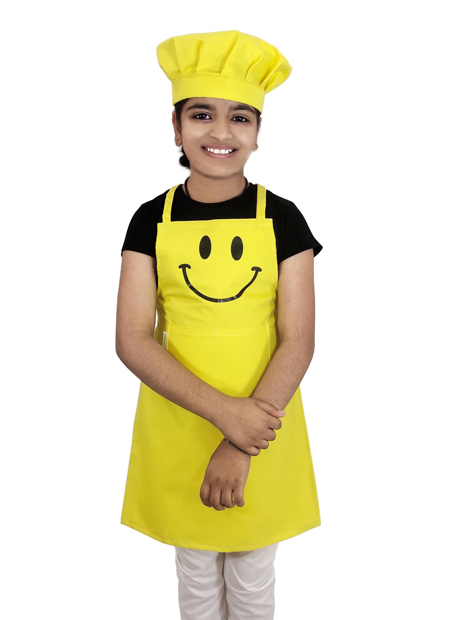 Switchon Polyester Waterproof Adjustable Kids Multi purpose Cooking Apron with a chef cap School Apron - for Kids unisexapron-Proudly made in india