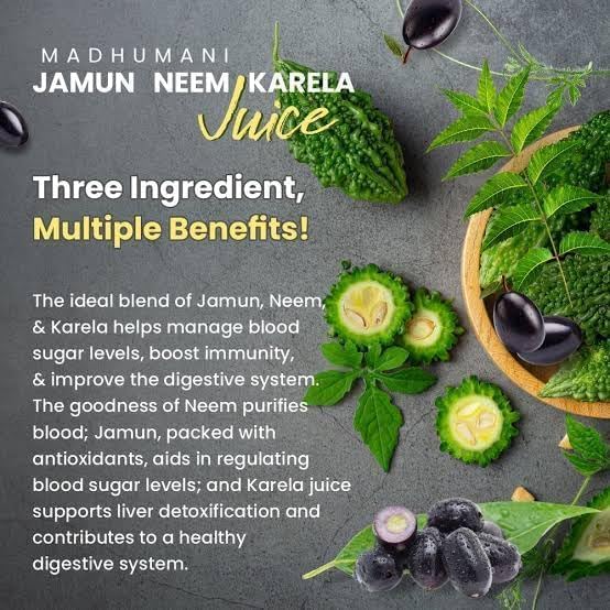 Image of Neem Karela Jamun Juice Traditional Herbal Mix | Natural Ayurvedic Health Tonic for Blood Sugar Management, Digestion & Immunity Support | Herbal Detox Juice for Healthy Lifestyle | 1000 ml (1 Litre)